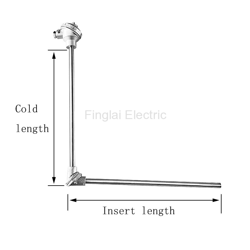 FTARP12 201 stainless steel insert length right angle probe K type thermocouple temperature sensor dimensions