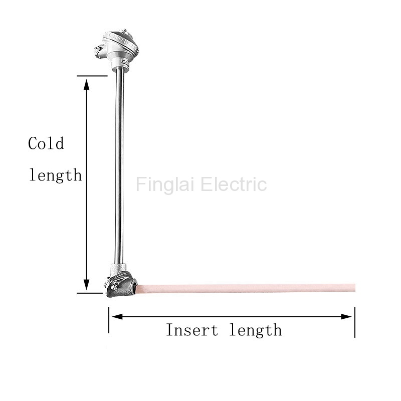 FTARP12 corundum insert length right angle probe K type thermocouple temperature sensor dimensions
