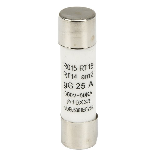 R015 10x38mm 25A 500V fast blow ceramic tube fuse