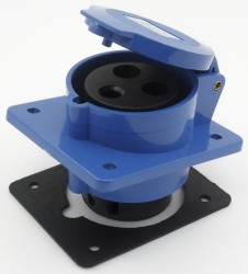 423 32A 2P E 3 pin 220-240V IP44 single phase splashproof industrial flush mounting angled socket