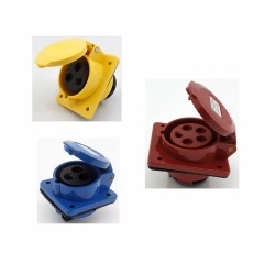 Industrial flush mounting angled sockets