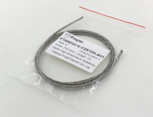 FTARE02 2*1*0.4mm 1m K type high temperature resistance metal screening thermocouple extension compensation wire cable for temperature sensor