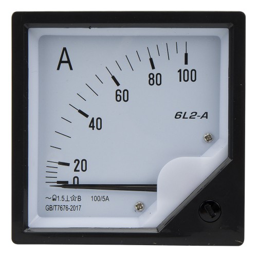 6L2-A100/5 80*80mm current transformer type 100/5A pointer AC ammeter 6L2 series analog AMP meter 80x80 mm size