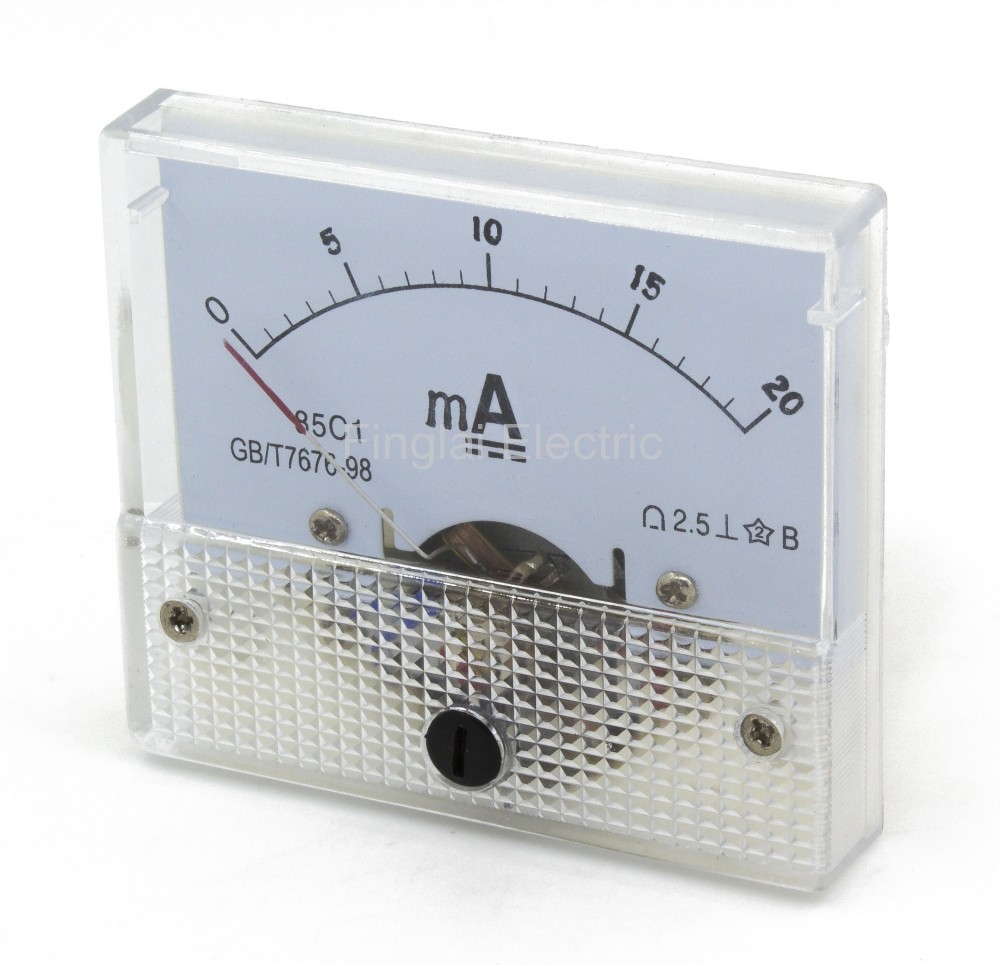 85C1 Analog DC Ammeter Panel Meter - -200mA To +200mA Range, Centre Zero, 85C1 Series