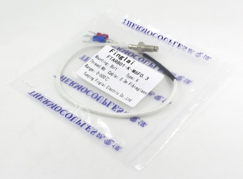 FTARB01 K type M6 screw thread bolt 0.3m fibreglass braided cable thermocouple temperature sensor