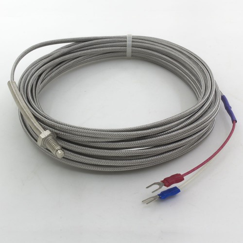 FTARB02 K type M6 bolt spring protected 8m high temperature metal screening cable screw thermocouple temperature sensor