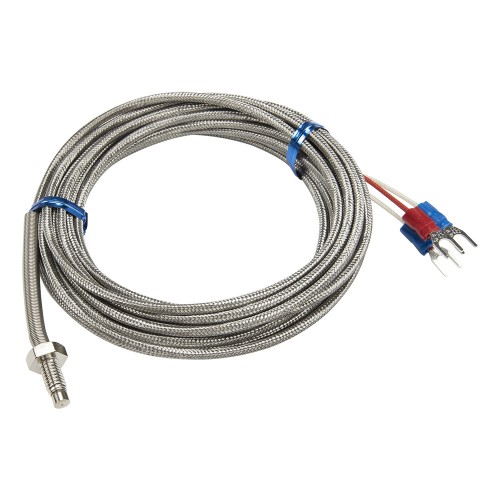 FTARB02 PT100 type B grade M6 bolt spring protected 5m high temperature metal screening cable RTD screw temperature sensor