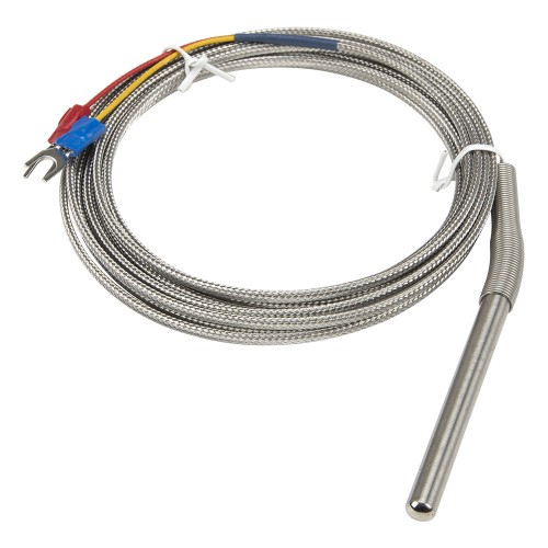 FTARP02 J type 6*60mm polish rod probe 3m high temperature metal screening cable thermocouple temperature sensor with spring protection