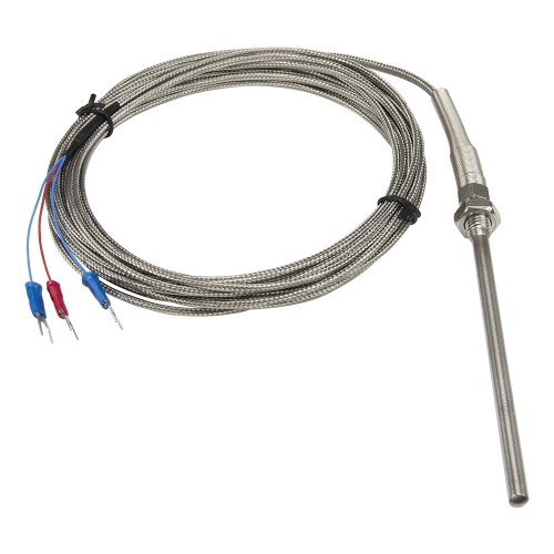 FTARP07 PT100 type M8 screw thread 5*100mm stainless steel probe 5m metal screening cable RTD temperature sensor