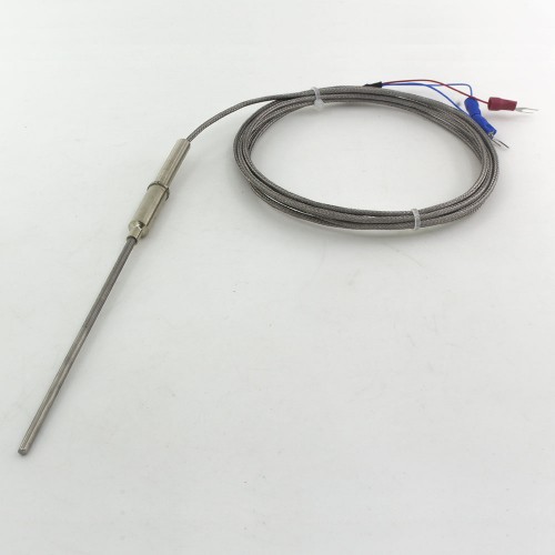 FTARP08 PT100 type B grade 3*100mm 321 stainless steel flexible probe 2m metal screening cable RTD temperature sensor