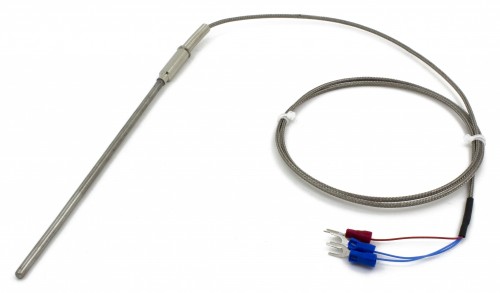 FTARP08 PT100 type B grade 4*150mm 321 stainless steel flexible probe 1m metal screening cable RTD temperature sensor
