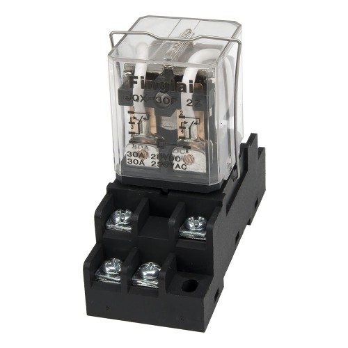 JQX-30F AC 110V 30A  DPDT silver alloy contact high power relay with socket base