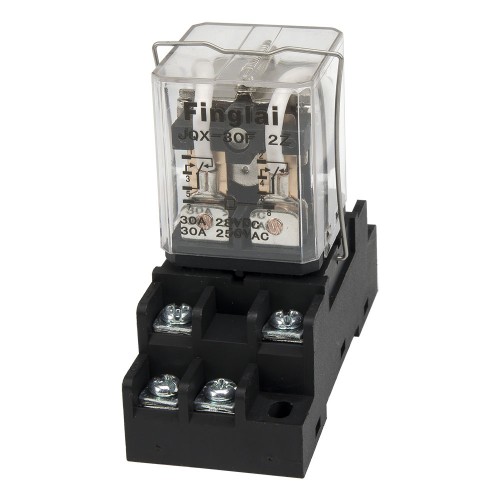 JQX-30F DC 12V 30A  DPDT silver alloy contact high power relay with socket base