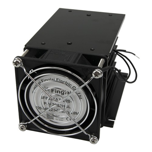 FHSH01F-110 black 110*100*80mm three phase solid state relay SSR aluminum heat sink SSR radiator with 220VAC oil-retaining bearing fan and protective cover