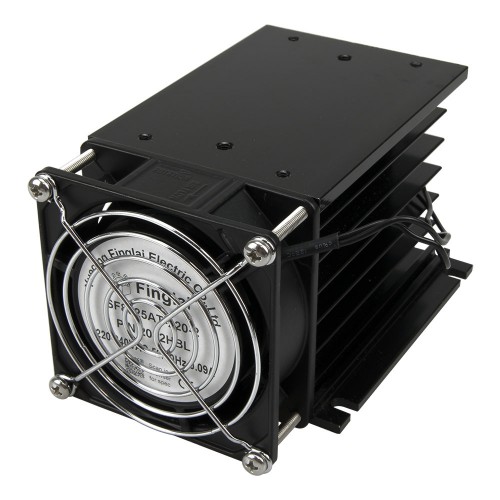 FHSH01F-110 black 110*100*80mm three phase solid state relay SSR aluminum heat sink SSR radiator with 220VAC ball bearing fan and protective cover