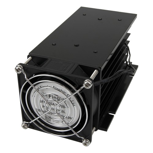 FHSH01F-150 black 150*100*80mm three phase solid state relay SSR aluminum heat sink SSR radiator with 220VAC ball bearing fan and protective cover