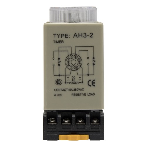AH3-2 AC 220V 60min on delay DPDT time relay with socket base