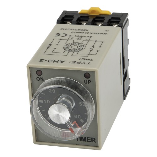 AH3-2 AC 220V 60s on delay DPDT time relay with socket base