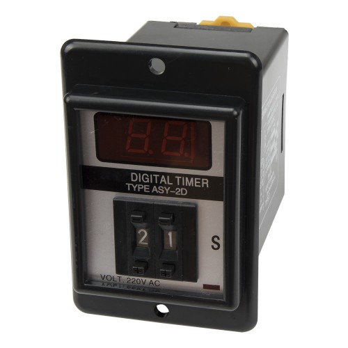 ASY-2D AC 220V 99s on delay DPDT black case digital time relay with socket base