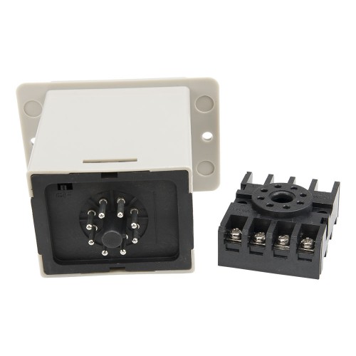ASY-2D AC 220V 99min on delay DPDT white case digital time relay with socket base