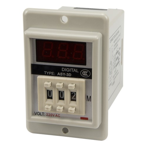 ASY-3D AC 220V 999min on delay DPDT white case digital time relay