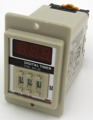 ASY-3D AC 220V 99.9min on delay DPDT white case digital time relay with socket base