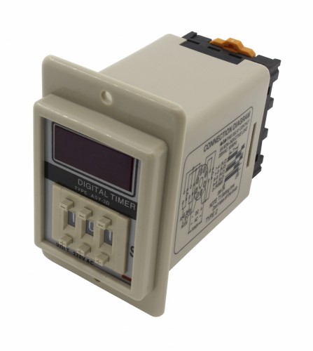ASY-3D AC 220V 999s on delay DPDT white case digital time relay with socket base