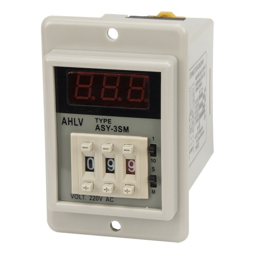 ASY-3SM AC 220V 0.1s-999min on delay DPDTwhite case digital time relay with socket base
