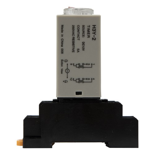 H3Y-2 DC 12V 30min on delay DPDT time relay timer with socket base