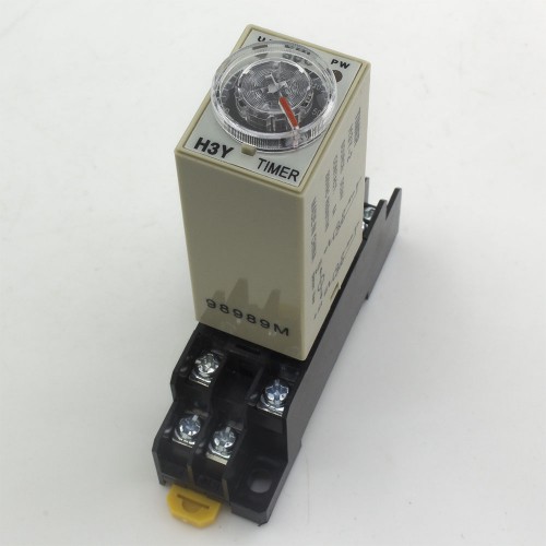 H3Y-2 DC 24V 60s on delay DPDT time relay timer with socket base