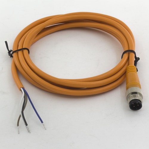 FSC12-MS-4 M12 4 pins straight male head 2m orange PVC cable sensor connector