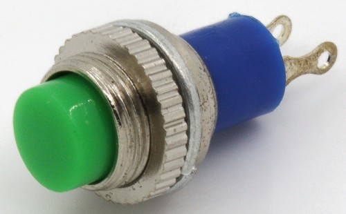 DS-315 green 10mm mounting diameter reset ON-(OFF) push button switch