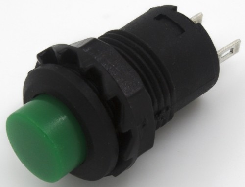 DS-427 green 12mm mounting diameter reset (ON) - OFF square push button switch
