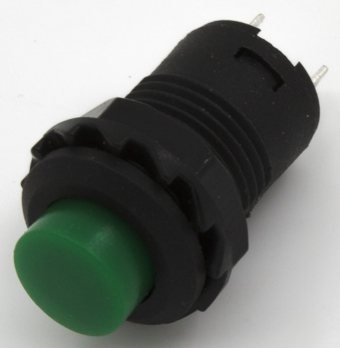 DS-428 green 12mm mounting diameter self-lock ON-OFF round push button switch