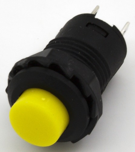 DS-428 yellow 12mm mounting diameter self-lock ON-OFF round push button switch