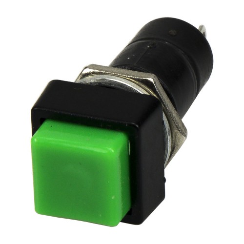 PBS-12B green 12mm mounting diameter reset (ON) - OFF square push button switch