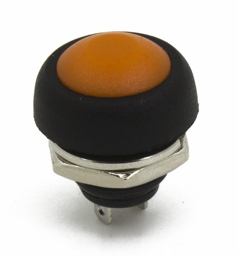 PBS-33B orange 12mm mounting diameter reset (ON) - OFF 0.75m cable round push button switch