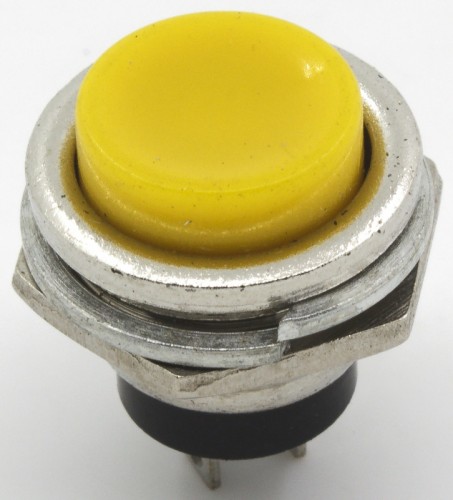 DS-212 yellow 16mm mounting diameter reset (ON) - OFF round push button switch