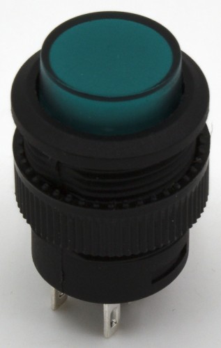 R16-503AD green 16mm mounting diameter self-lock ON-OFF round push button switch with 3V lamp