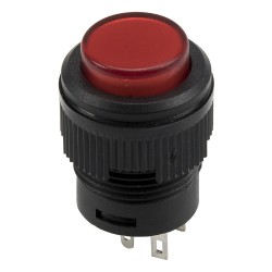 R16-503BD red 16mm mounting diameter reset (ON) - OFF round push button switch with 3V lamp