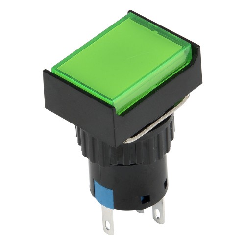 SA16J-11D 16mm SPDT 5 pins reset (ON)-OFF green rectangle push button switch pushbutton with 24V lamp