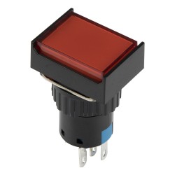 SA16J-11D 16mm SPDT 5 pins reset (ON)-OFF red rectangle push button switch pushbutton with 6V lamp