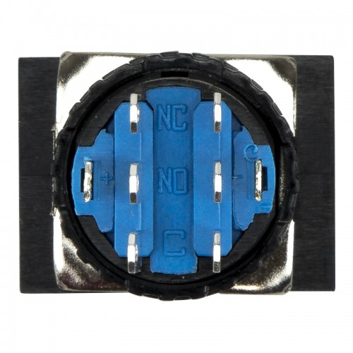 SA16J-22D 16mm SPDT 8 pins reset (ON)-OFF blue rectangle push button switch pushbutton with 12V lamp