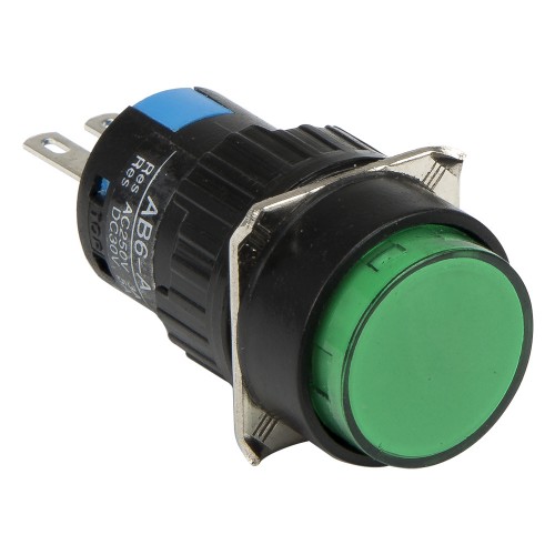 AL6-A-11 16mm 3 pins self-lock ON - OFF round green push button switch