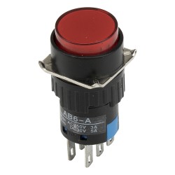 AL6-A-22 16mm 6 pins self-lock ON - OFF round red push button switch