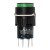 AL6-A-22 12V lamp 16mm 8 pins self-lock ON - OFF round green push button switch