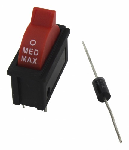 KCD16-103 red 3 pins hair drier rocker switch with IN5408 diode