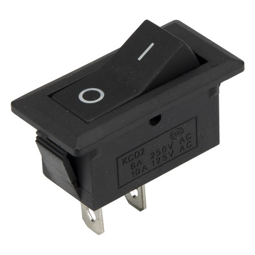KCD2-101 black perforate 29 x 13 mm 2 pin ON - OFF rocker switch