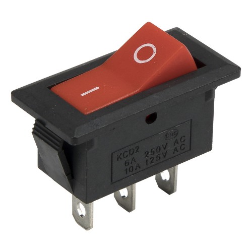 KCD2-102 red perforate 29 x 13 mm 3 pins ON - ON rocker switch