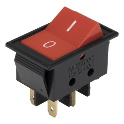 KCD4-201-10 red perforate 24 x 35 mm 4 pins ON - OFF rocker switch